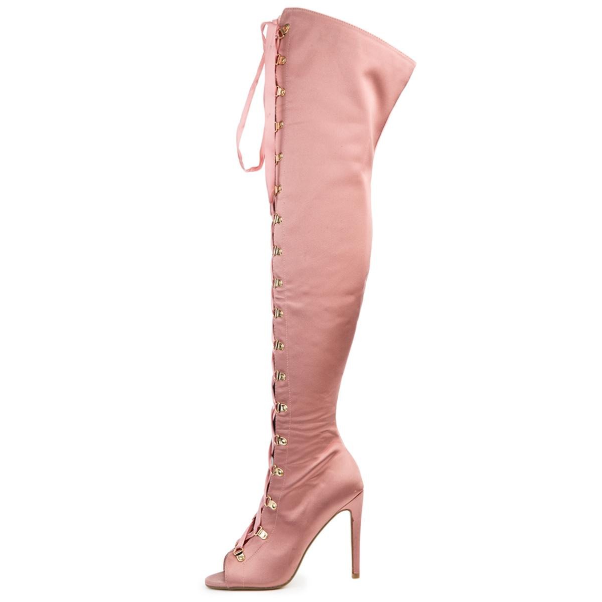 Cape Robbin Olga-26 Pink High Heel Boot Pink