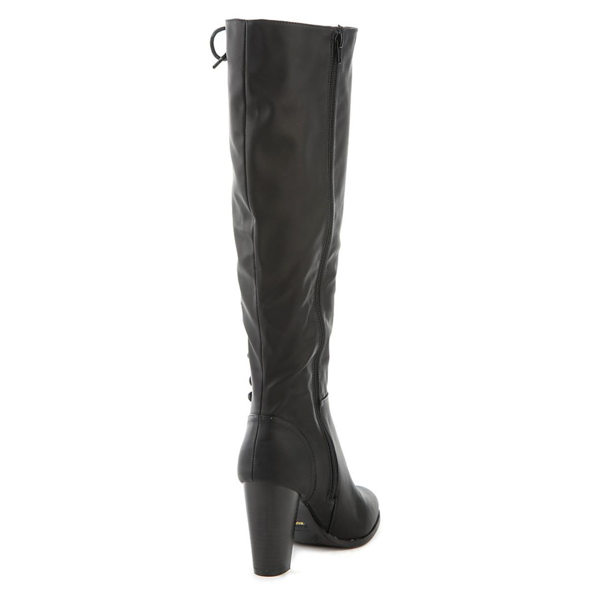 Cheek-08S Knee-High Lace-Up Boot Black