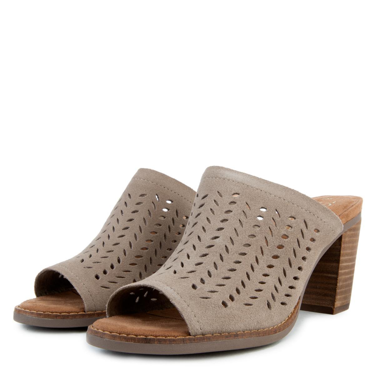 Majorca Mule Heels in Desert Taupe Suede