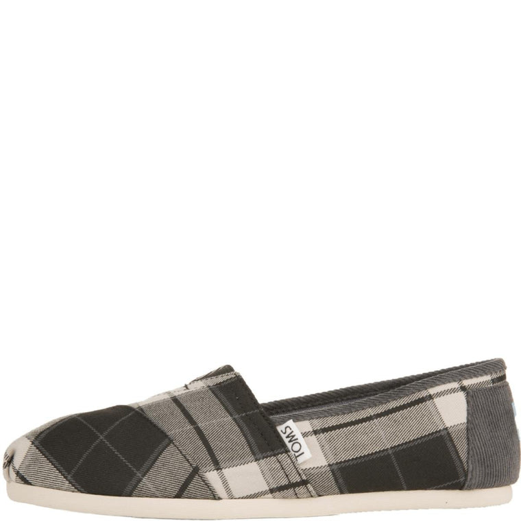 Toms Classic Black and White Plaid Woven Flats Black