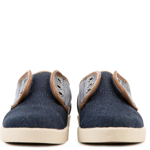 Tiny Toms: Paseos Blue Denim Textile Sneakers