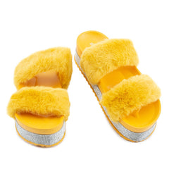 Nighttime-03 Double Band Fur Sandals