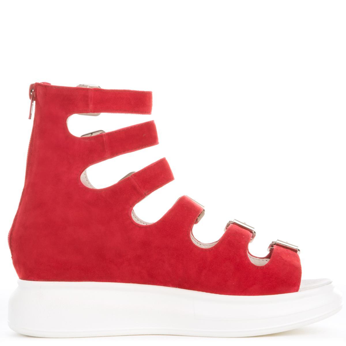 Jeffrey Campbell Andante Red Suede Platform Red