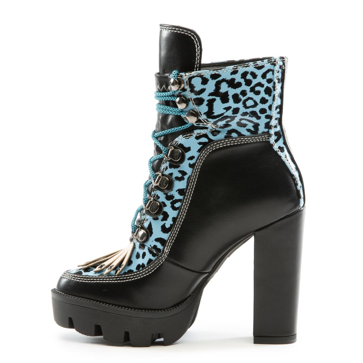 Blue Multi Chunky Heel Bootie