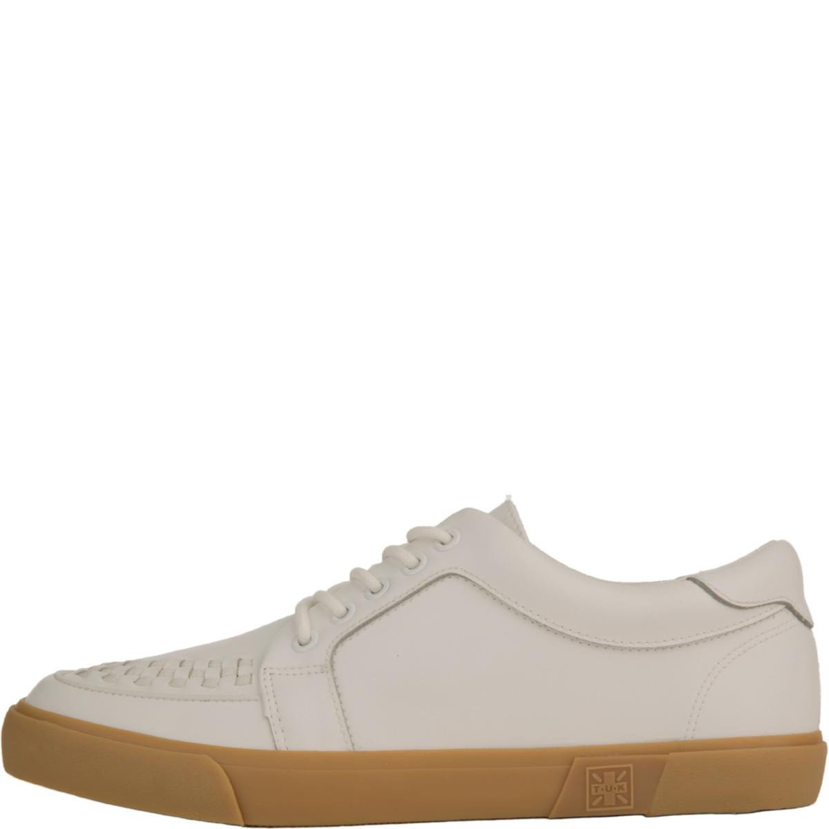 T.U.K for Men: White Leather No-Ring VLK Sneakers