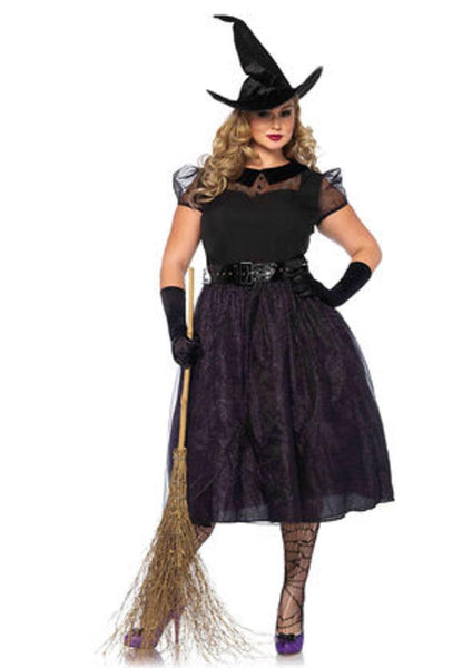 3PC.Darling Spellcaster,tea length glitter dress,belt,hat in BLACK