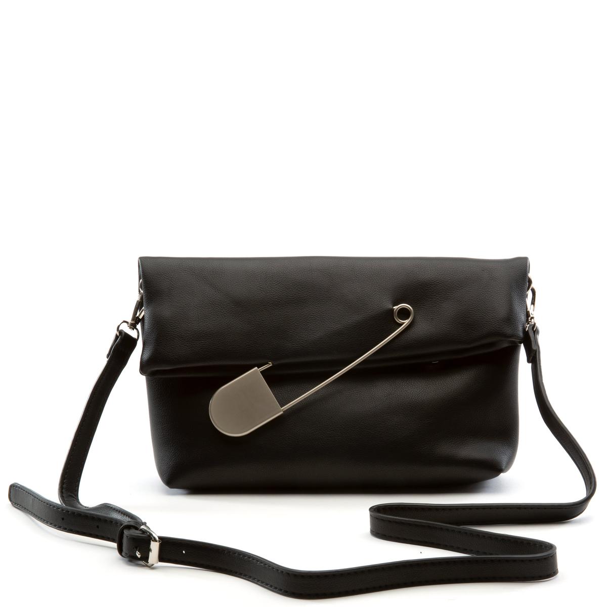Black Leather Paperclip Handbag