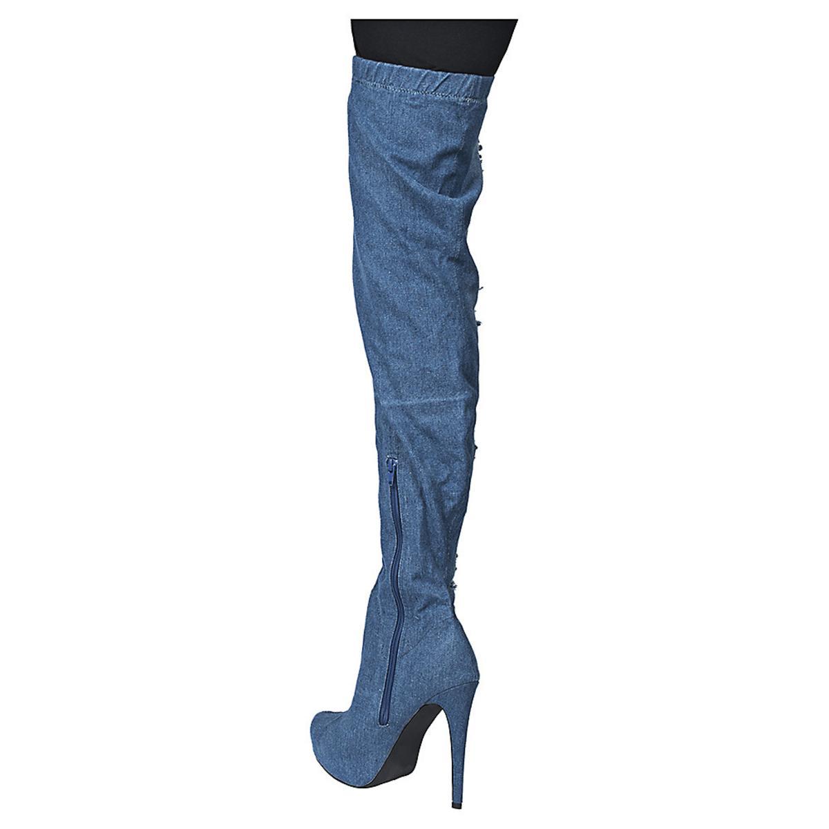Thigh-High High Heel Boot Malina Blue
