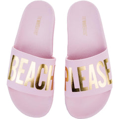 Beach Please Slides in Pink Pink/Gold