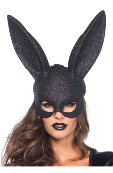 Glitter masquerade rabbit mask ( 6 pieces per box ) in BLACK