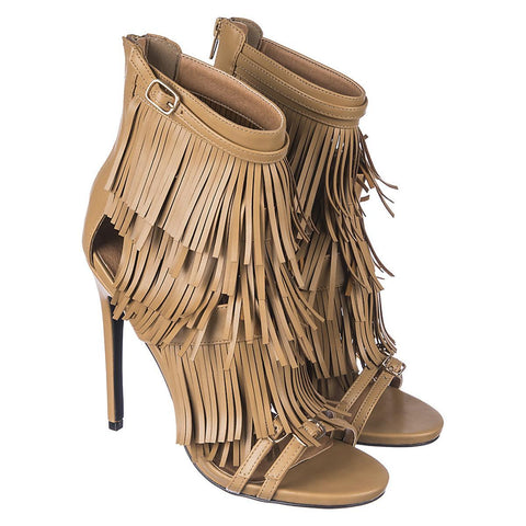 Women's Fringe Leather Heel Melko
