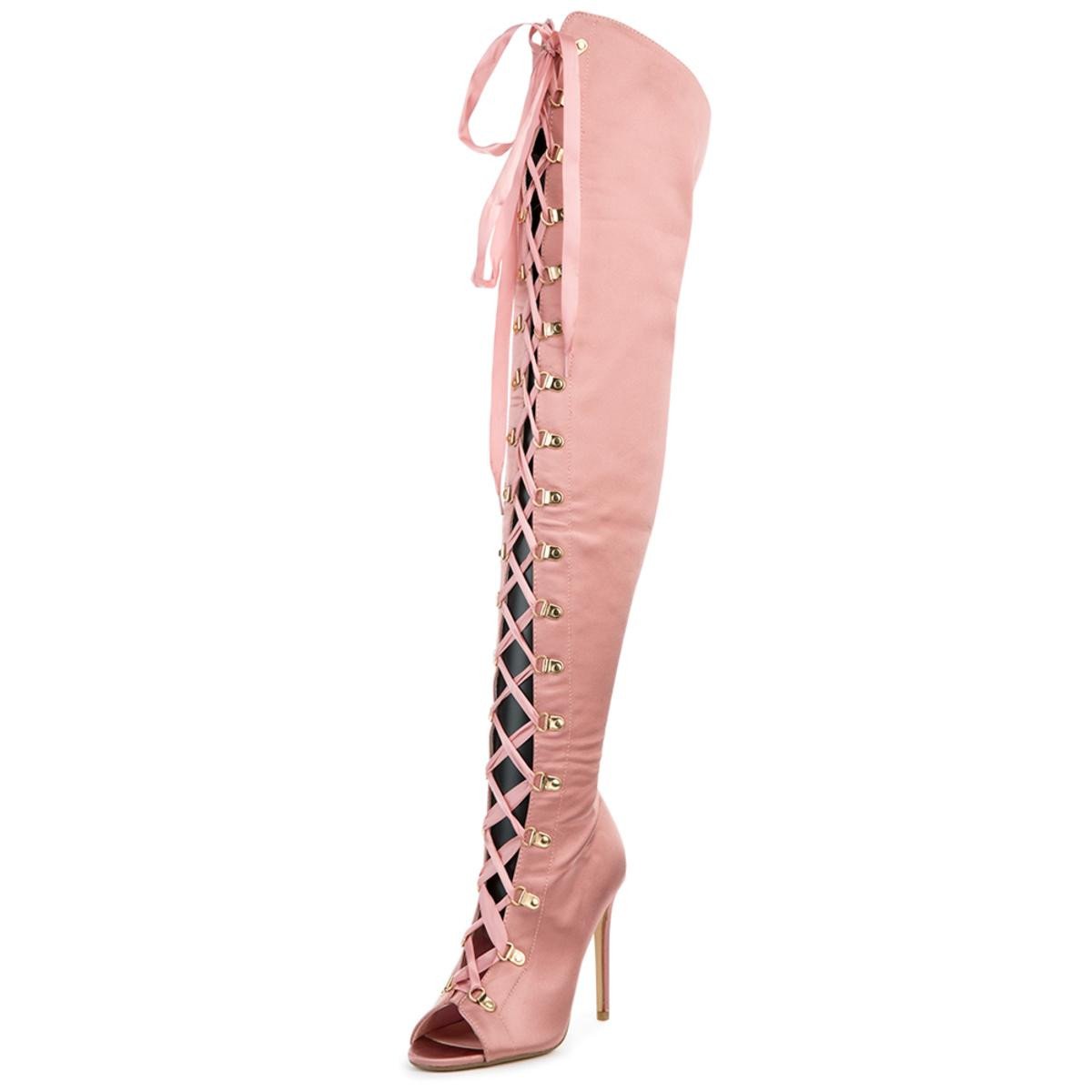 Cape Robbin Olga-26 Pink High Heel Boot Pink