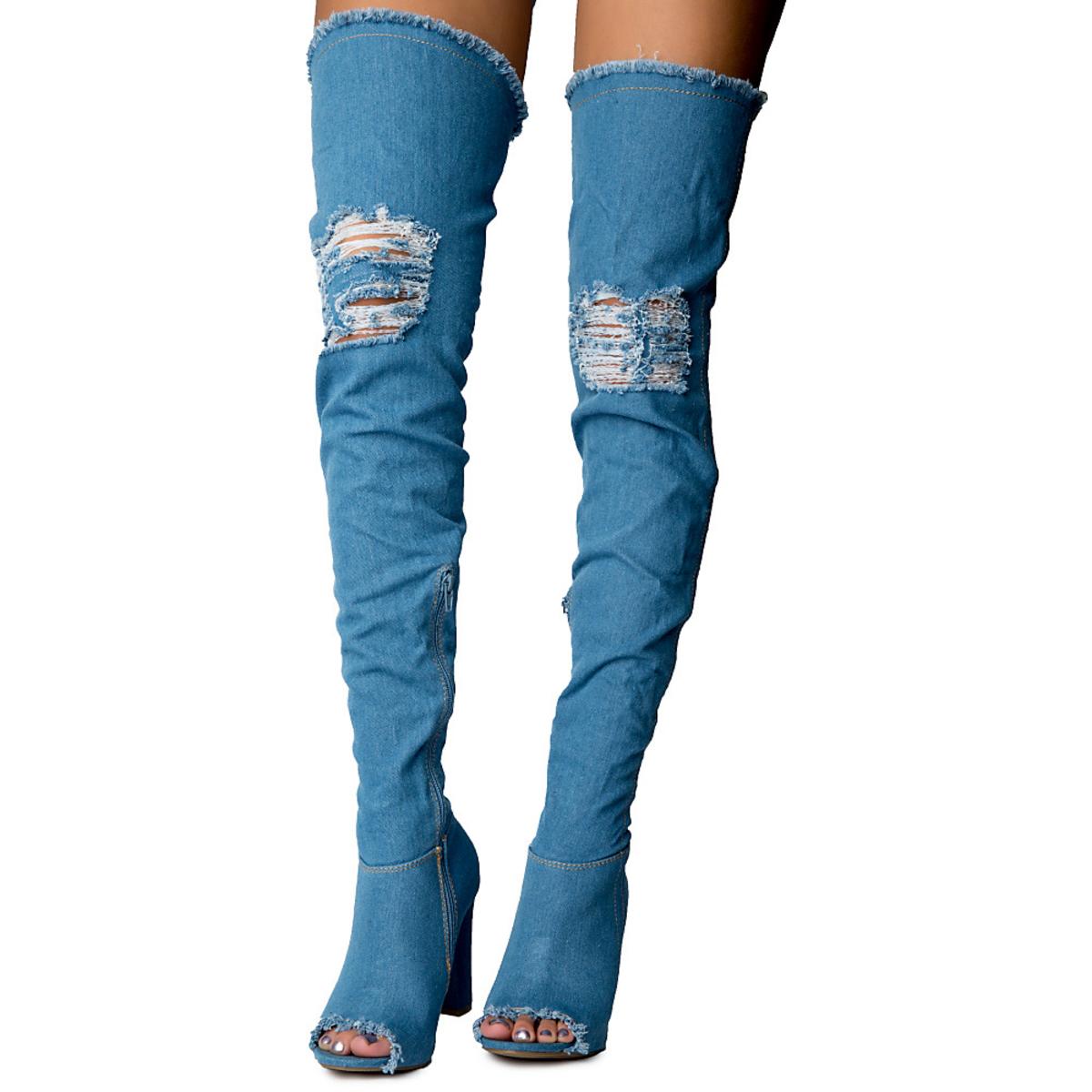 Limelight-60S Over The Knee Boot Blue