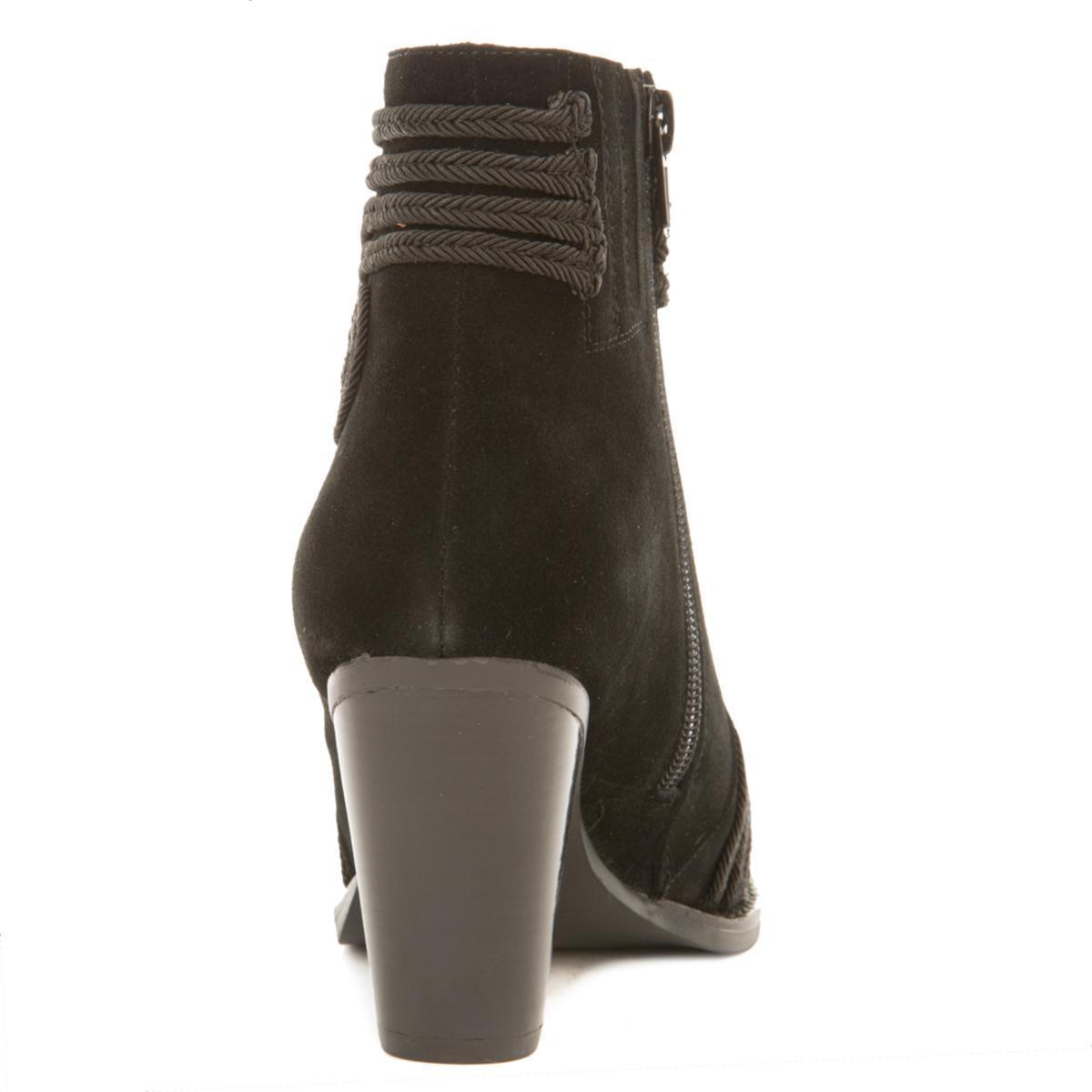 Jeffrey Campbell Gatlin-EMB Black Suede Heeled Booties BLACK