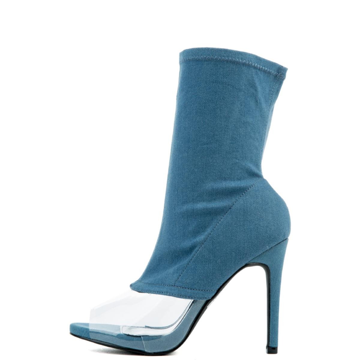 Cape Robbin Lola-18 Bootie Denim Blue