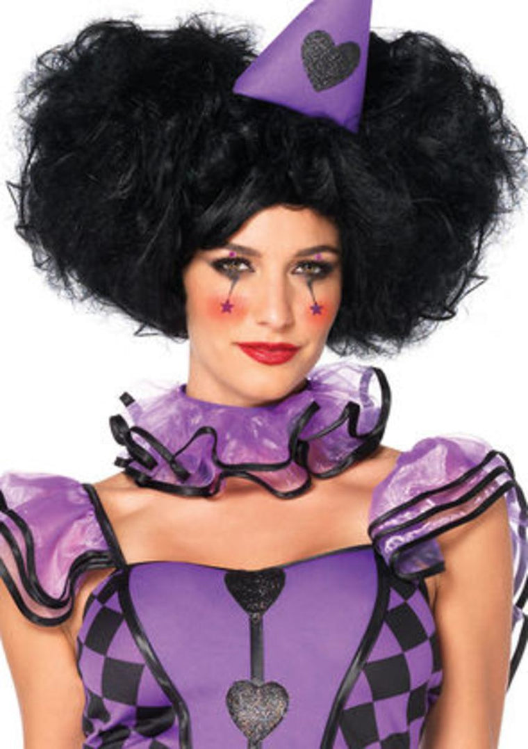 Bob wig with optional side puff clips and adjustable strap in BLACK