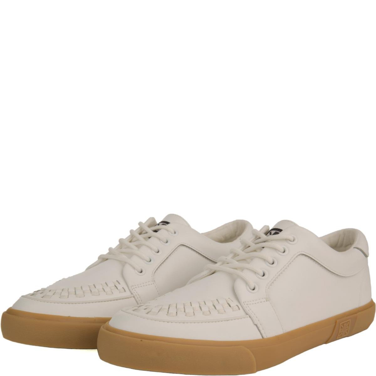 T.U.K for Men: White Leather No-Ring VLK Sneakers