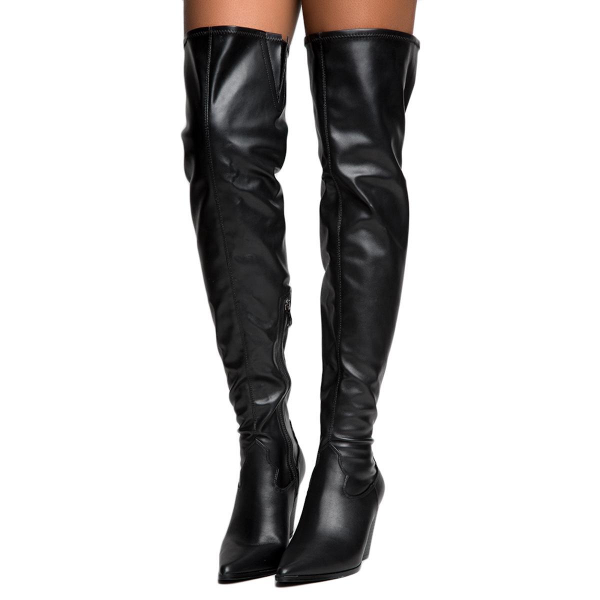 Cape Robbin Kelsey-9 Black Thigh High Boots BLACK