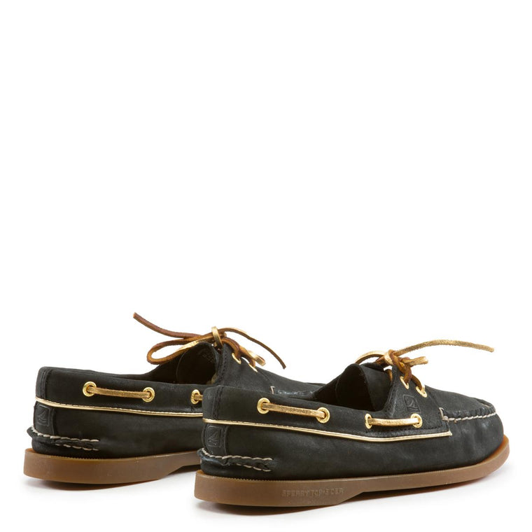 Sperry Topsider A/O Black Gold Piping Boat Shoe Black/Gold