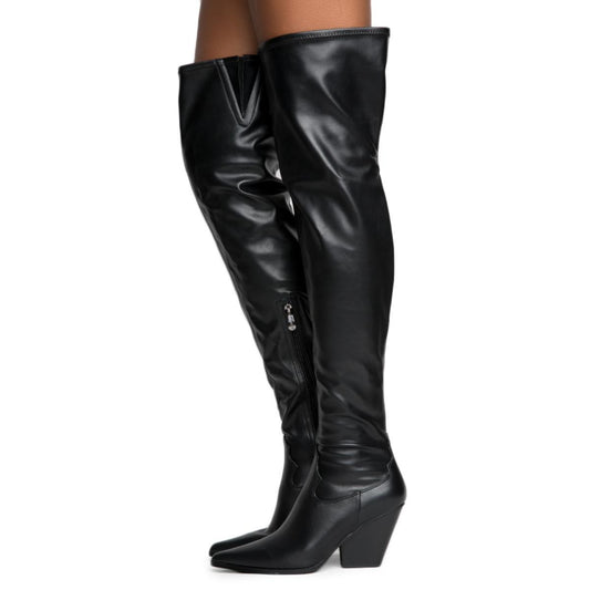 Cape Robbin Kelsey-9 Black Thigh High Boots BLACK