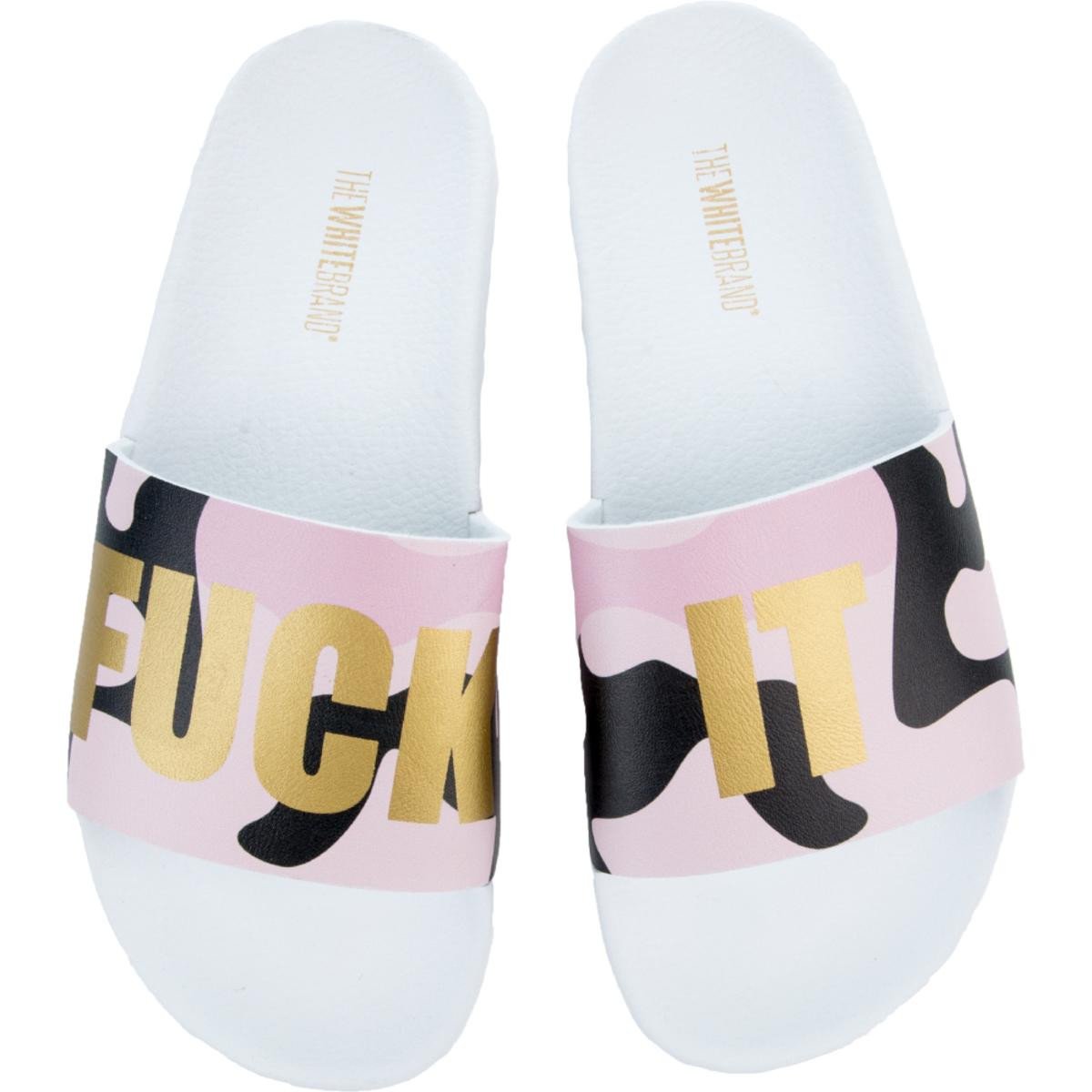 Fuck It Sandals in White and Pink Pink/White