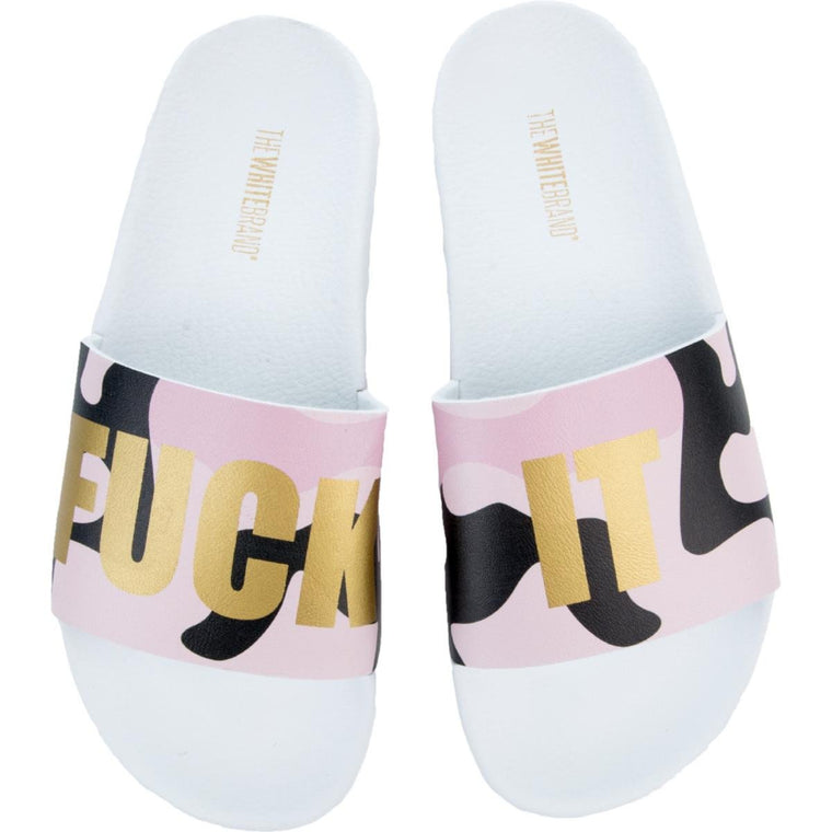 Fuck It Sandals in White and Pink Pink/White