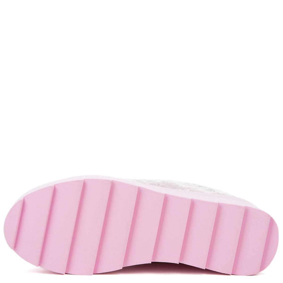 YRU LaLa Velcro Pink Velvet Platform Sneakers PINK
