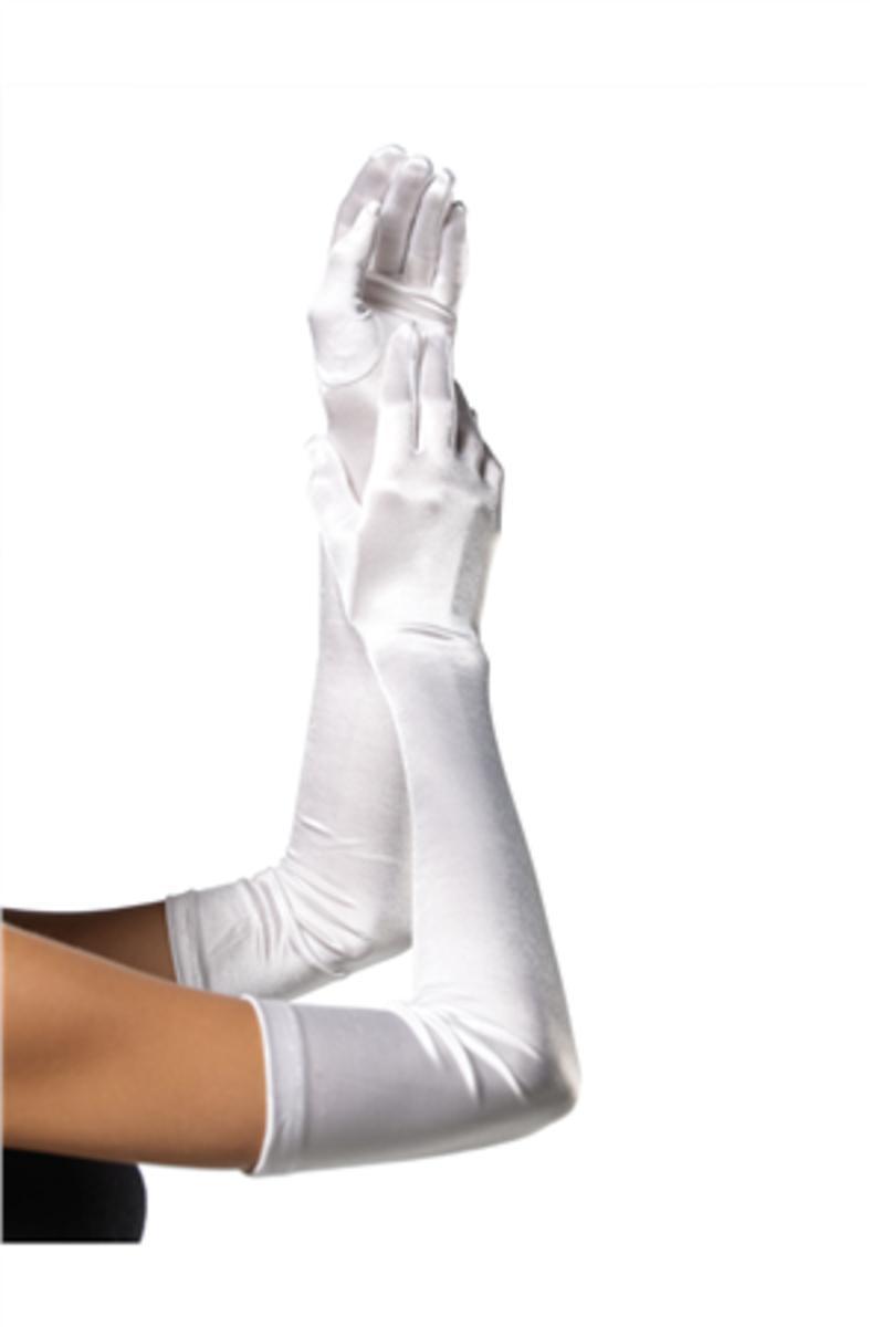 EXTRA LONG SATIN GLOVES in WHITE