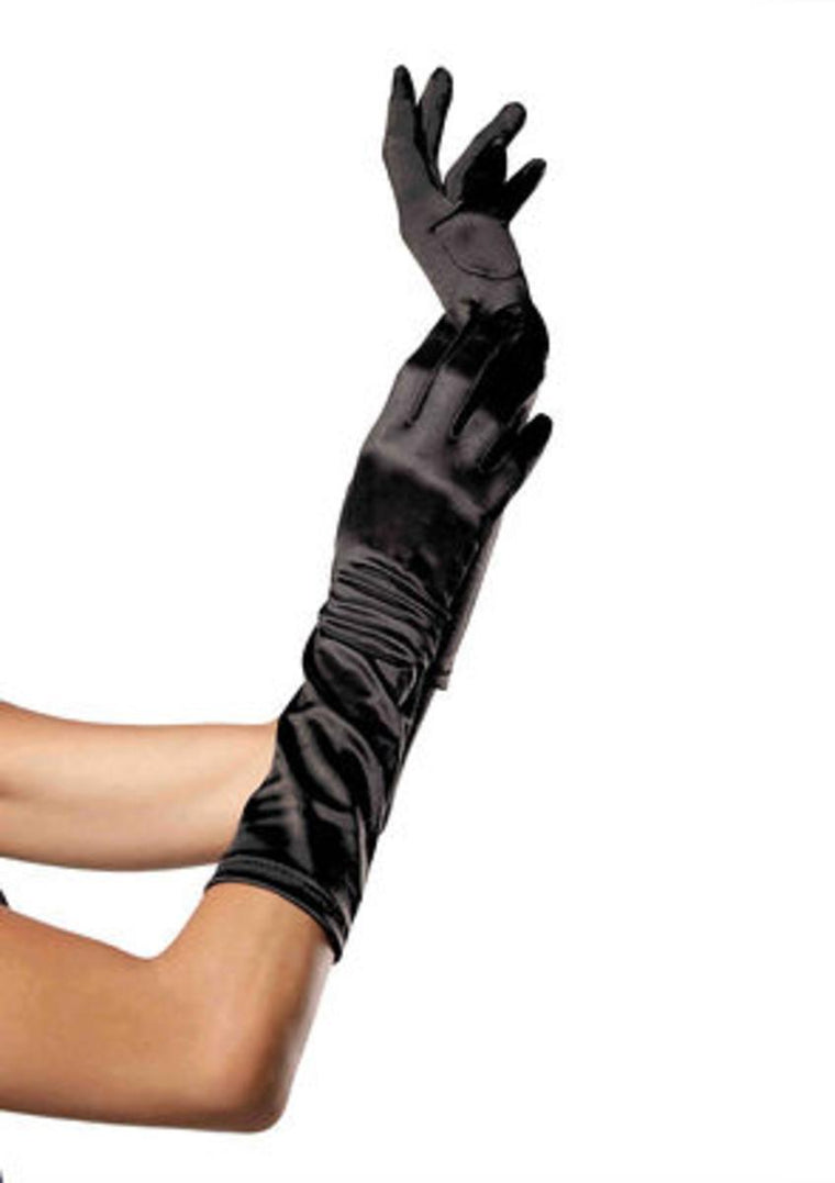 Elbow Length Satin Glove in BLACK