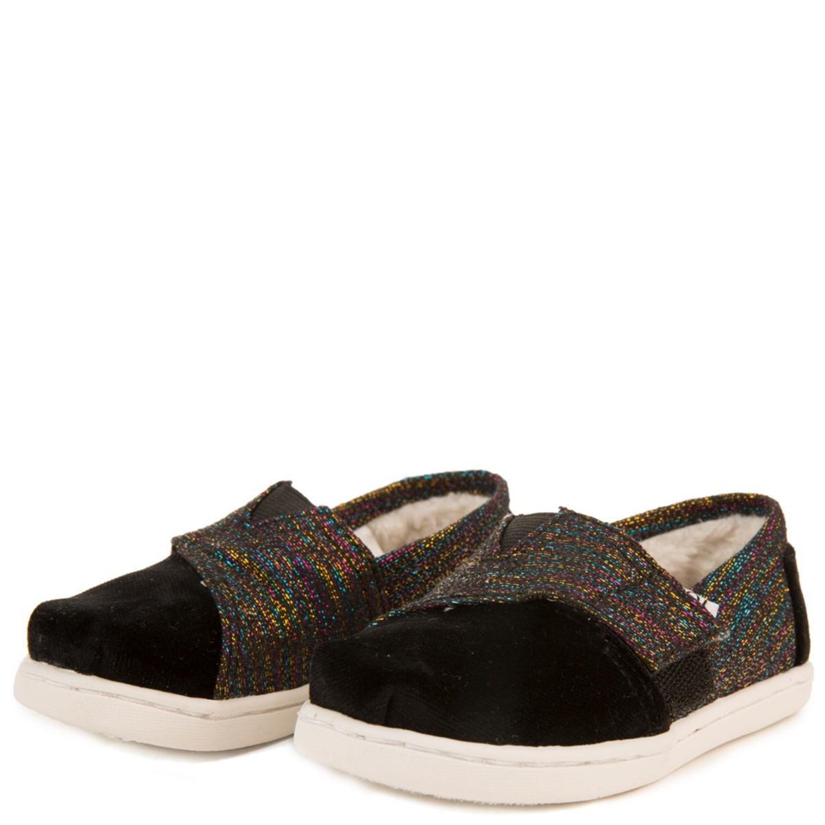 Tiny Toms: Classics Black Metallic Velvet Flats