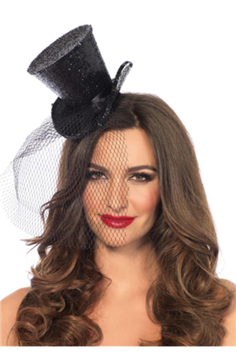 Mini Top Hat With Veil in BLACK
