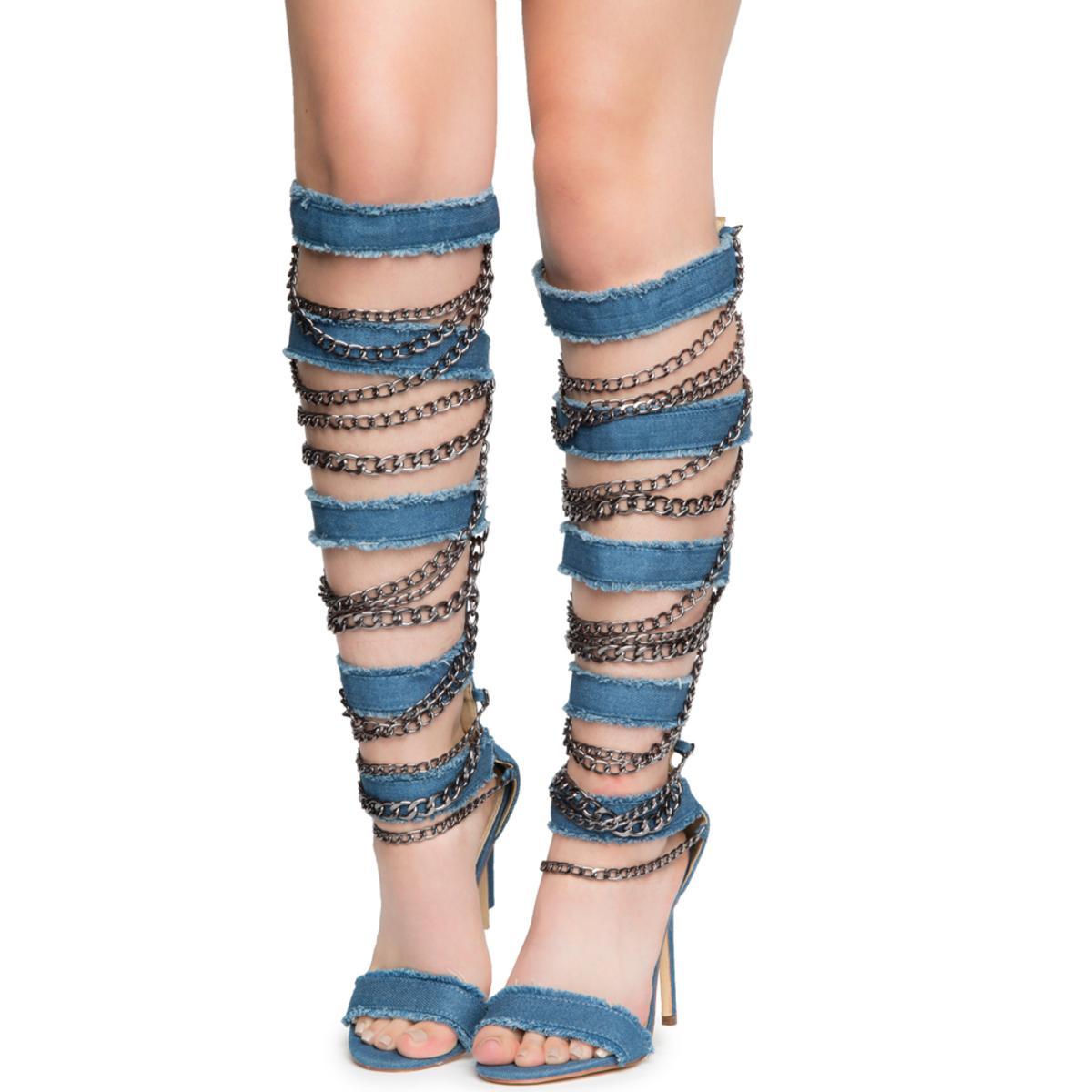 Cape Robbin Alza-77 Denim High Heel Denim