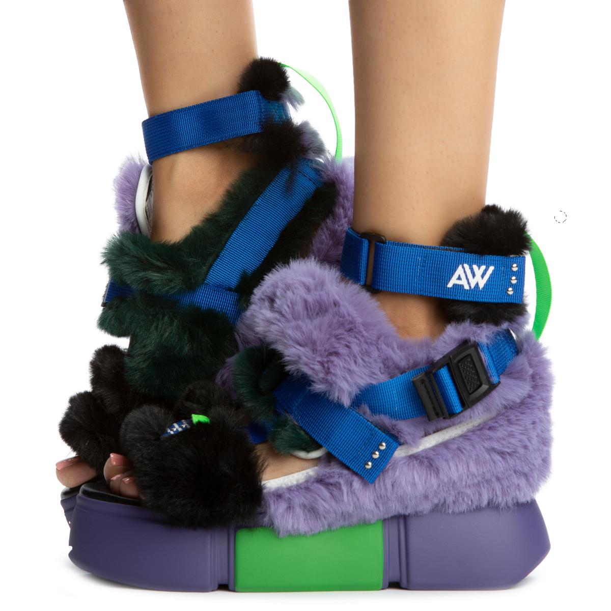 Cranberry-14 Fur Platform Sandals