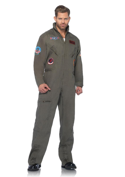 The Top Gun Men's Flight Suit, Zipper Front Flight Suit in Khaki