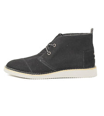 Toms for Men: Mateo Chukka Black Embossed Suede Boots