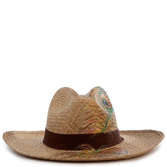 Peacock Brown Panama Hat Size M