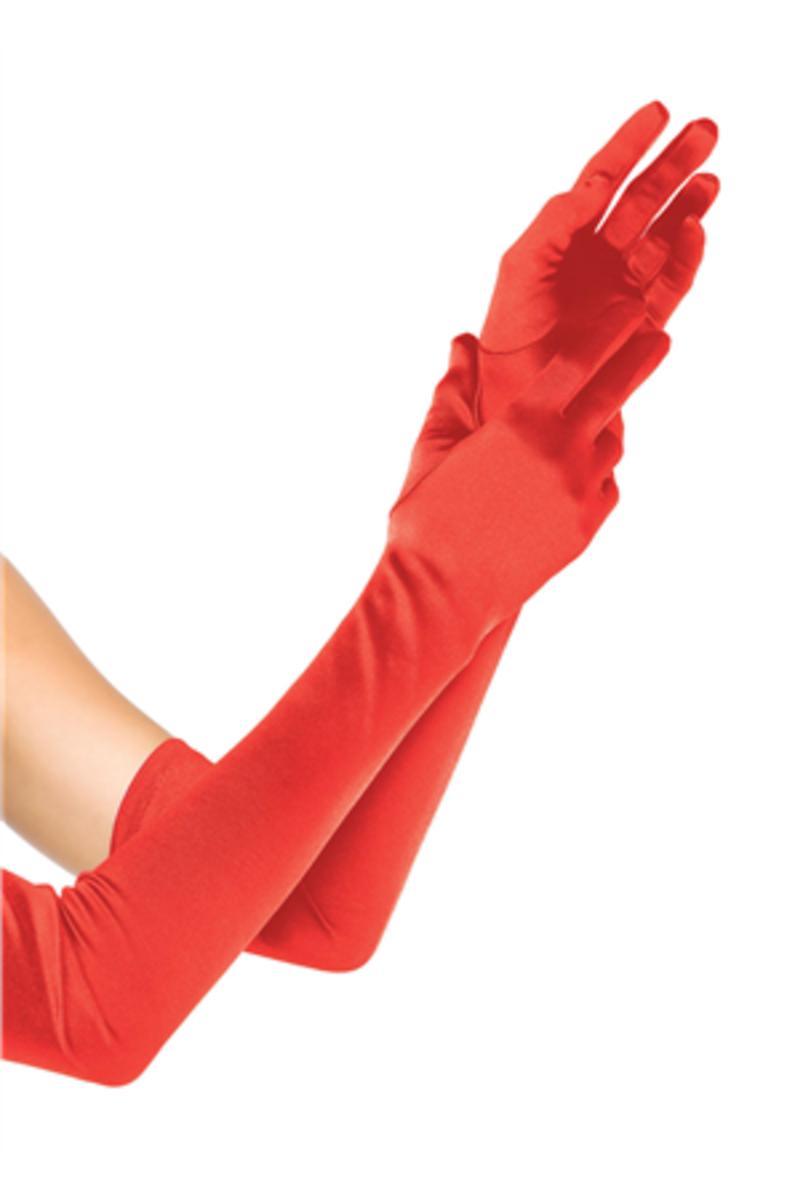 EXTRA LONG SATIN GLOVES in RED