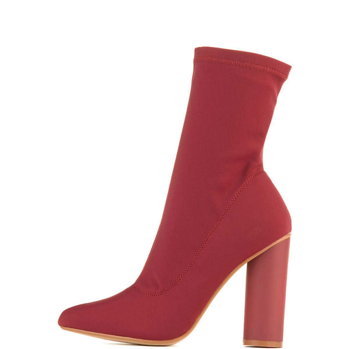 Paw-1 mid calf High Heel Boot Burgundy