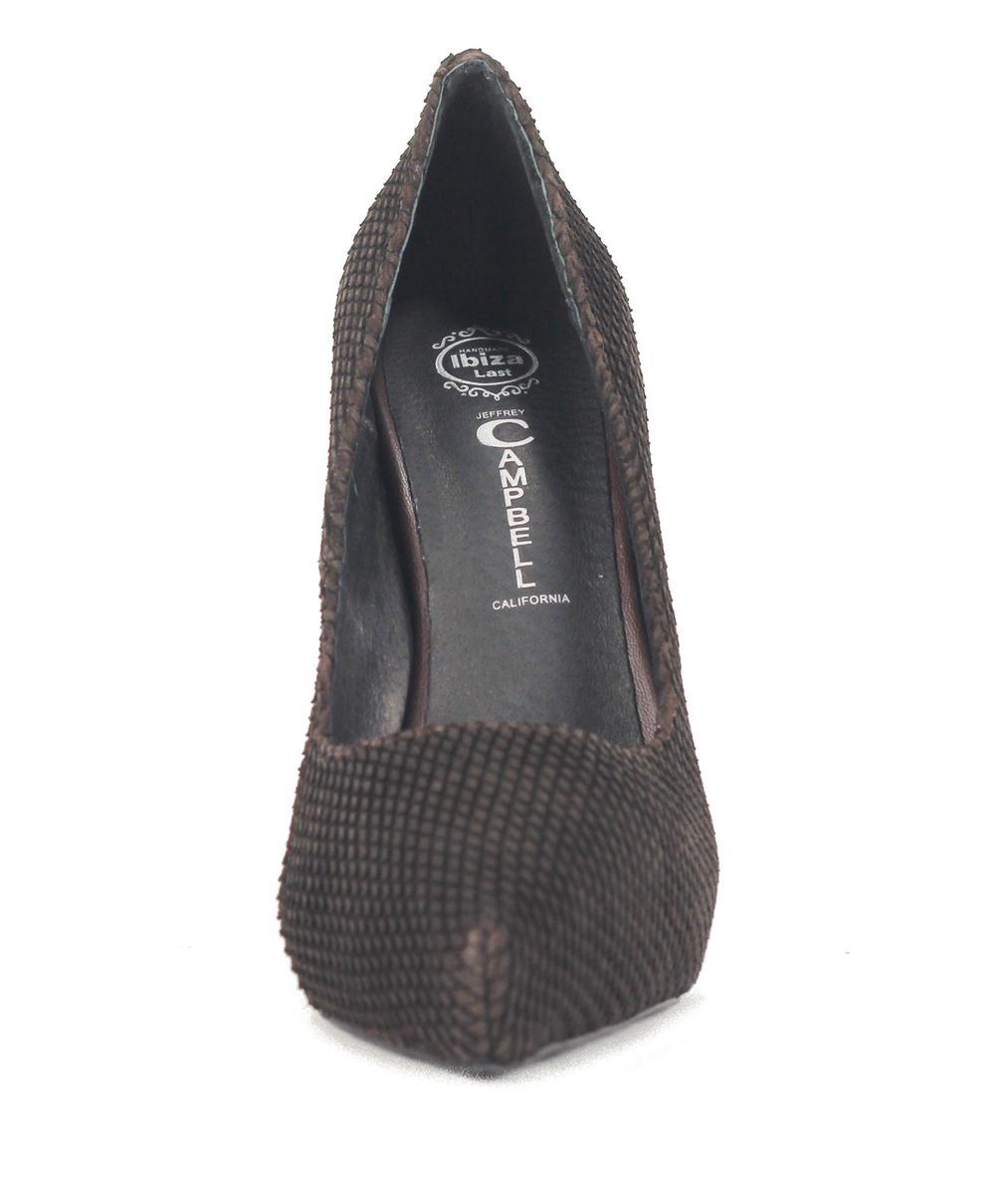 Jeffrey Campbell: Ouzel Dark Brown Embossed Print High Heels