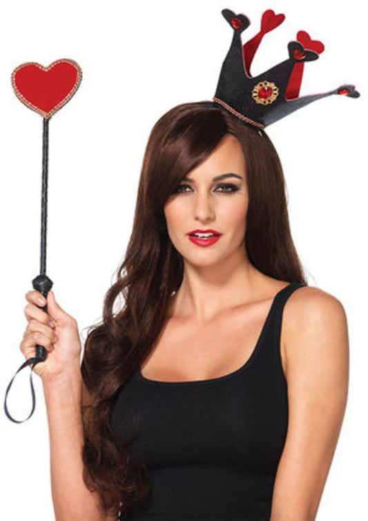 2PC.Royal crown headband and heart scepter in BLACK/RED