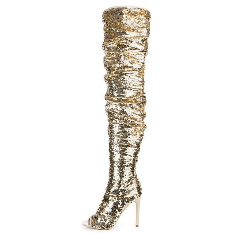 Cape Robbin Julia-1 Gold High Heel Boots Gold