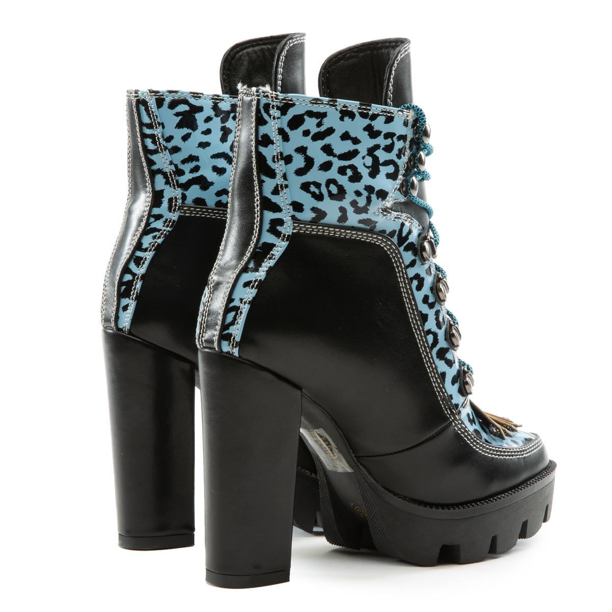 Blue Multi Chunky Heel Bootie