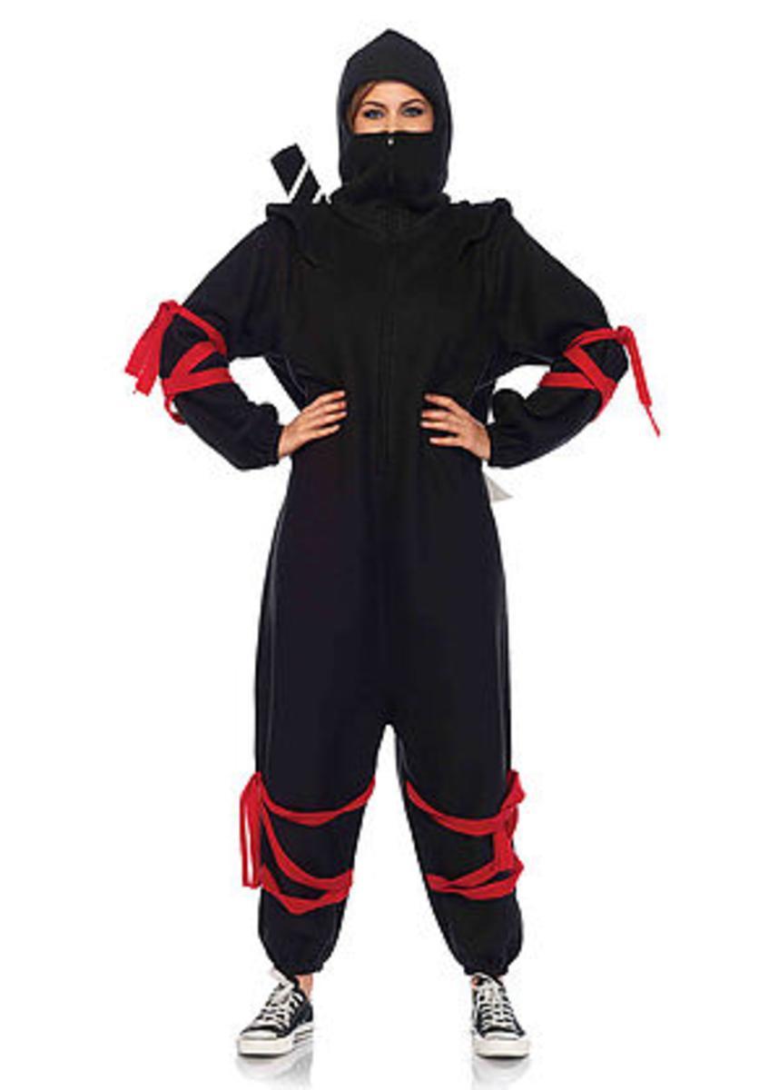 The 2PC. Ninja Kigarumi Funsie, Fleece Onesie, Velcro Foam Ninja Sword in Black and Red