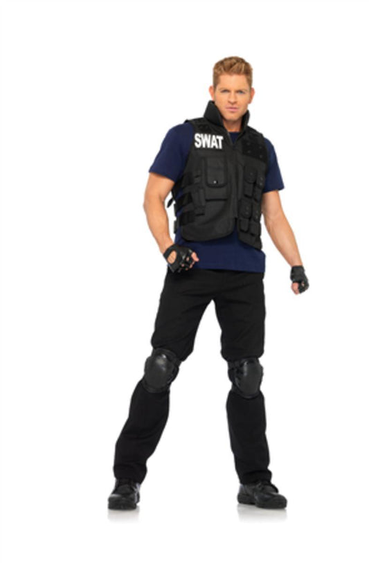 4PC.SWAT Commander,utility vest,shirt,knee pads,fingerless gloves in BLACK