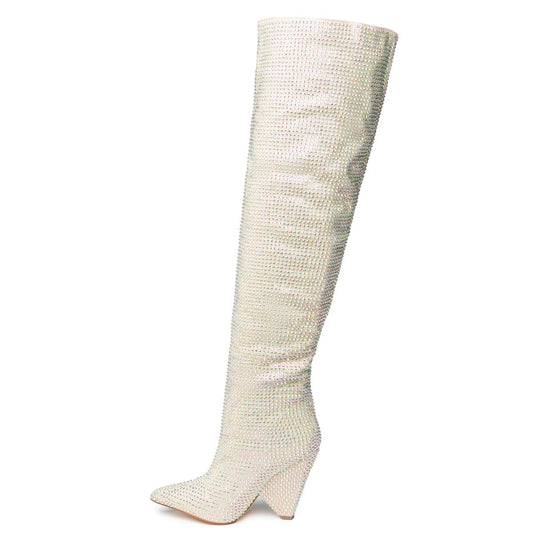 Nano-1 Rhinestone High Heel Boots