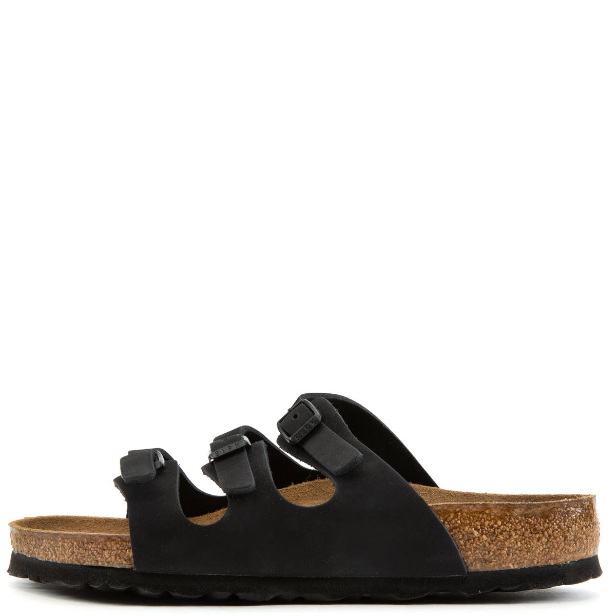 Regular Florida Black Oiled Leather Sandals