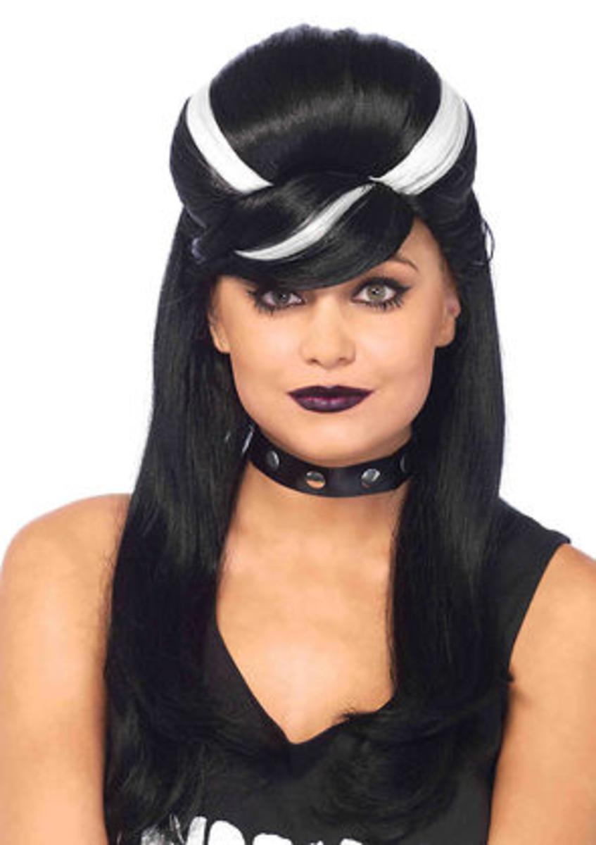 Frankie bouffant wig. in BLACK/WHITE