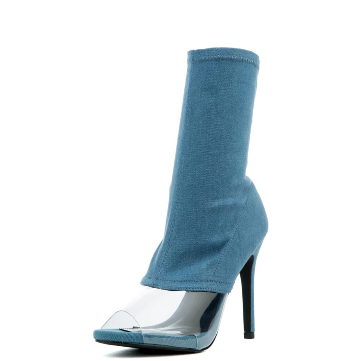 Cape Robbin Lola-18 Bootie Denim Blue