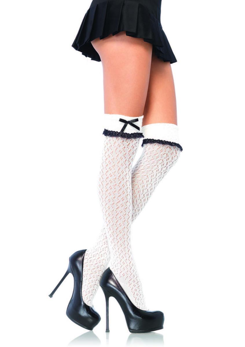 CROCHETED OVER THE KNEE SOCKS in WHITE